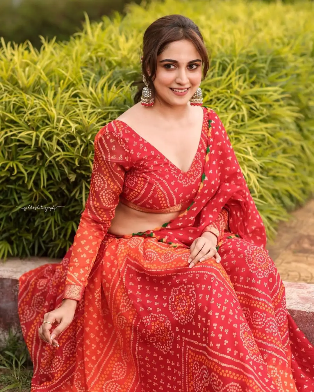 South Indian Actress Rachana Rai in Red Lehenga Choli